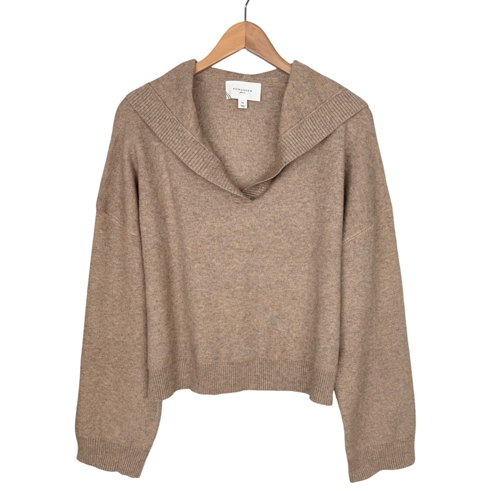 Tuckernuck Pomander Place Hoodie Sweater Cropped Tan Wide Sleeves Size XL - Picture 2 of 8